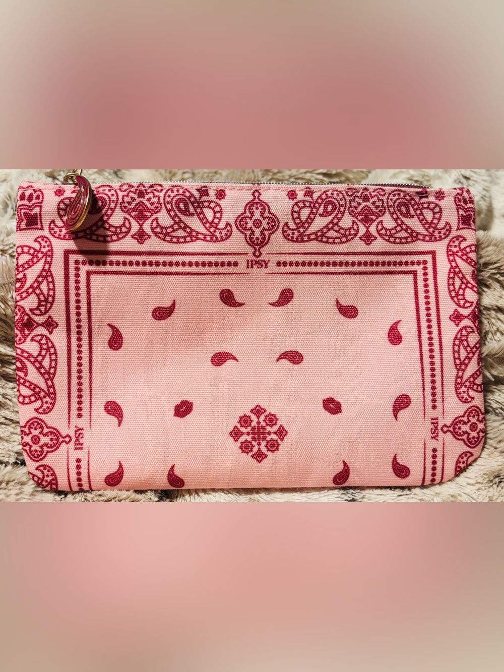 ipsy Pink Paisley-Print Zip Pouch
